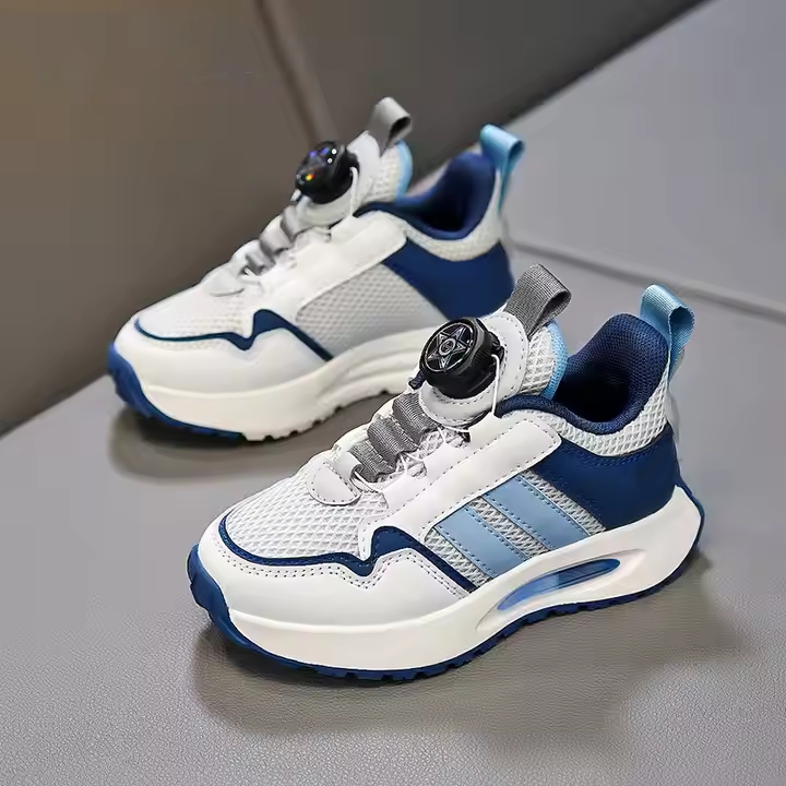 Children Sport Shoes Zapatillas Rotate Button Breathable Mesh Fashion Kids Shoes Boys Sneaker